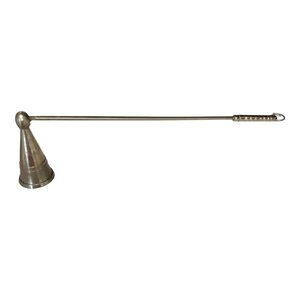 Silver Tone Metal Candle Snuffer – Long Handle, Rotating Bell, Tapered Cone – Vi
